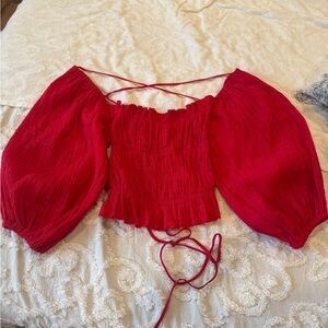 Urban Outfitters Red Off-Shoulder Blouse